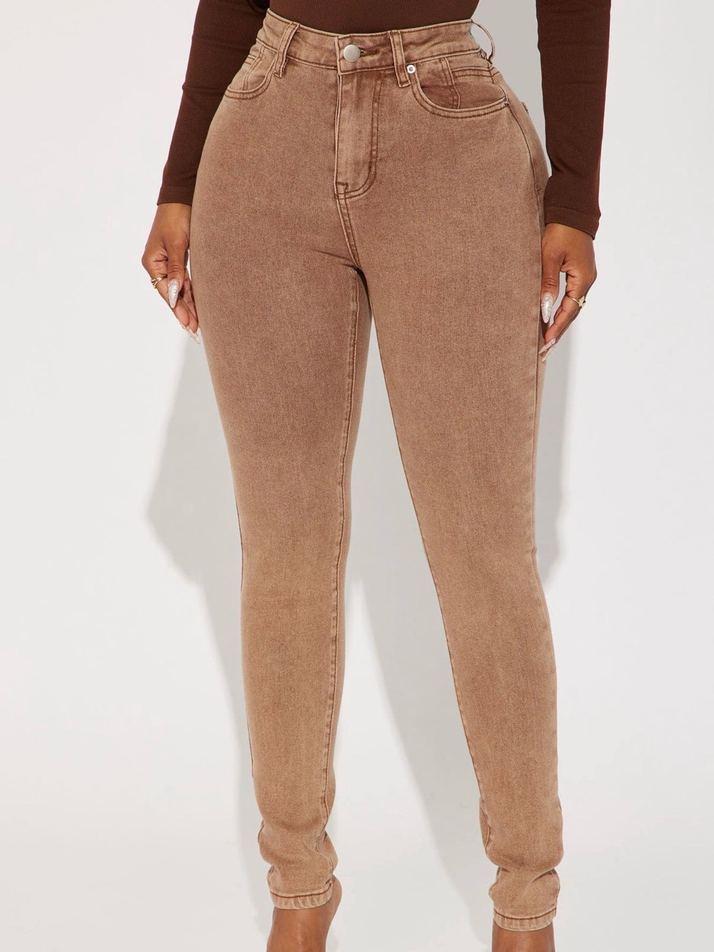 Fashion Nova High-Rise Tan Skinny Jeans